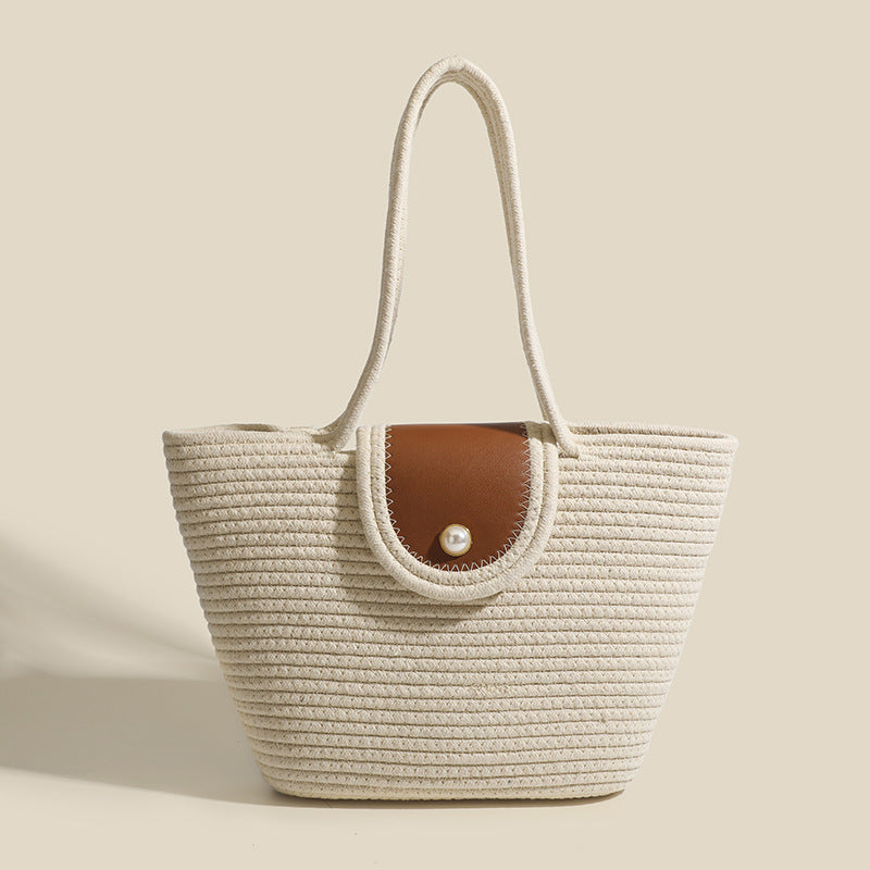 Bolso tote hobo de gran capacidad, bolso de playa tejido, bolso de mano tejido para mujer, bolso informal tipo cesta para verduras, bolso de hombro. 