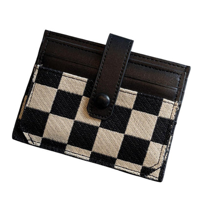 Portatarjetas pequeño para mujer, elegante tarjetero compacto de alta gama para el carné de conducir, tarjetero multifuncional ultrafino de lona 
