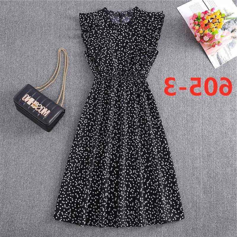 Polka Dot Chiffon Skirt Loose Versatile Temperament Medium Skirt Dot Print Butterfly Sleeve Ruffles dress