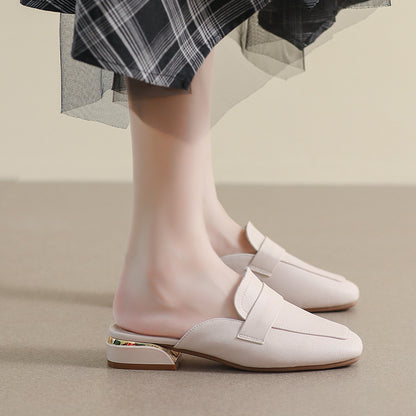 Women's Genuine Leather Slip-On Mules