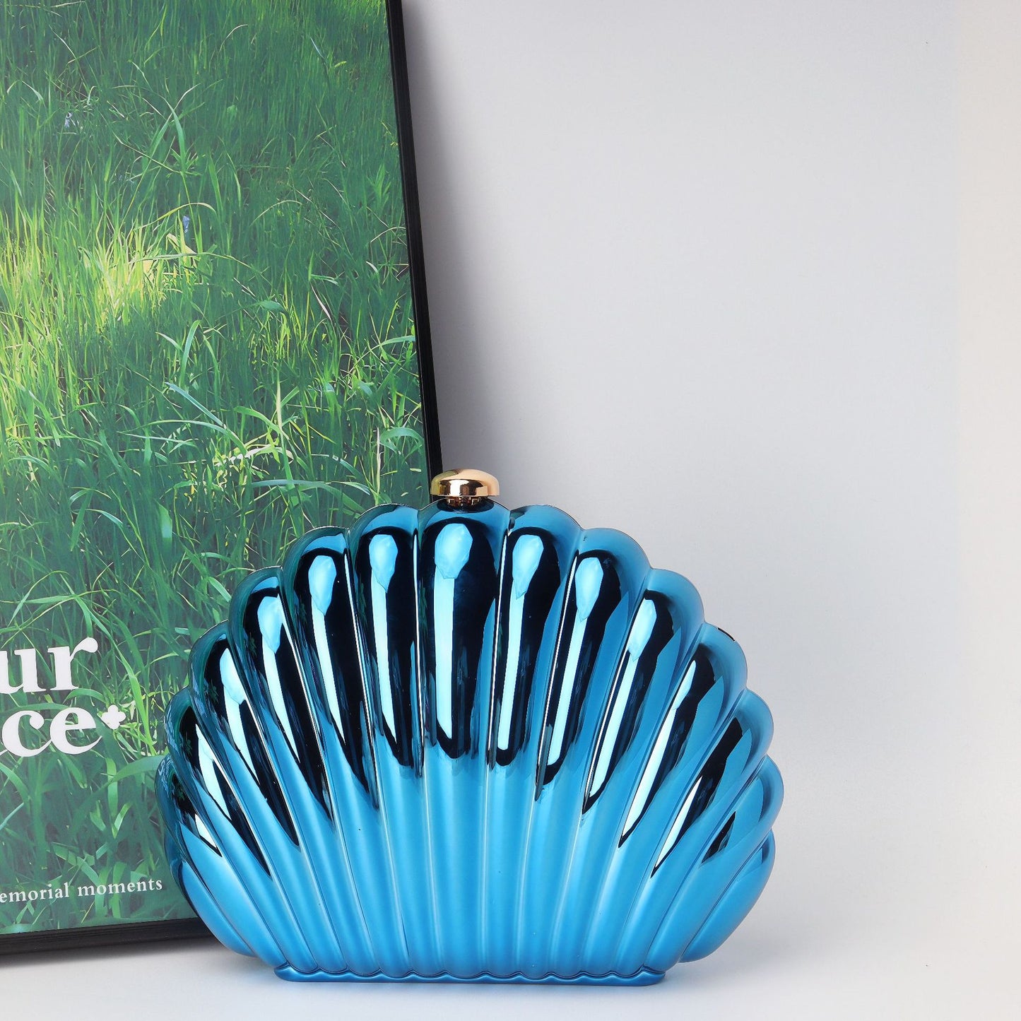 Bolso tipo caja de concha, bolso de mano tipo clutch, bolso de cena, bolso de noche tipo clutch para fiestas, bolso de graduación, bolso de fiesta. 