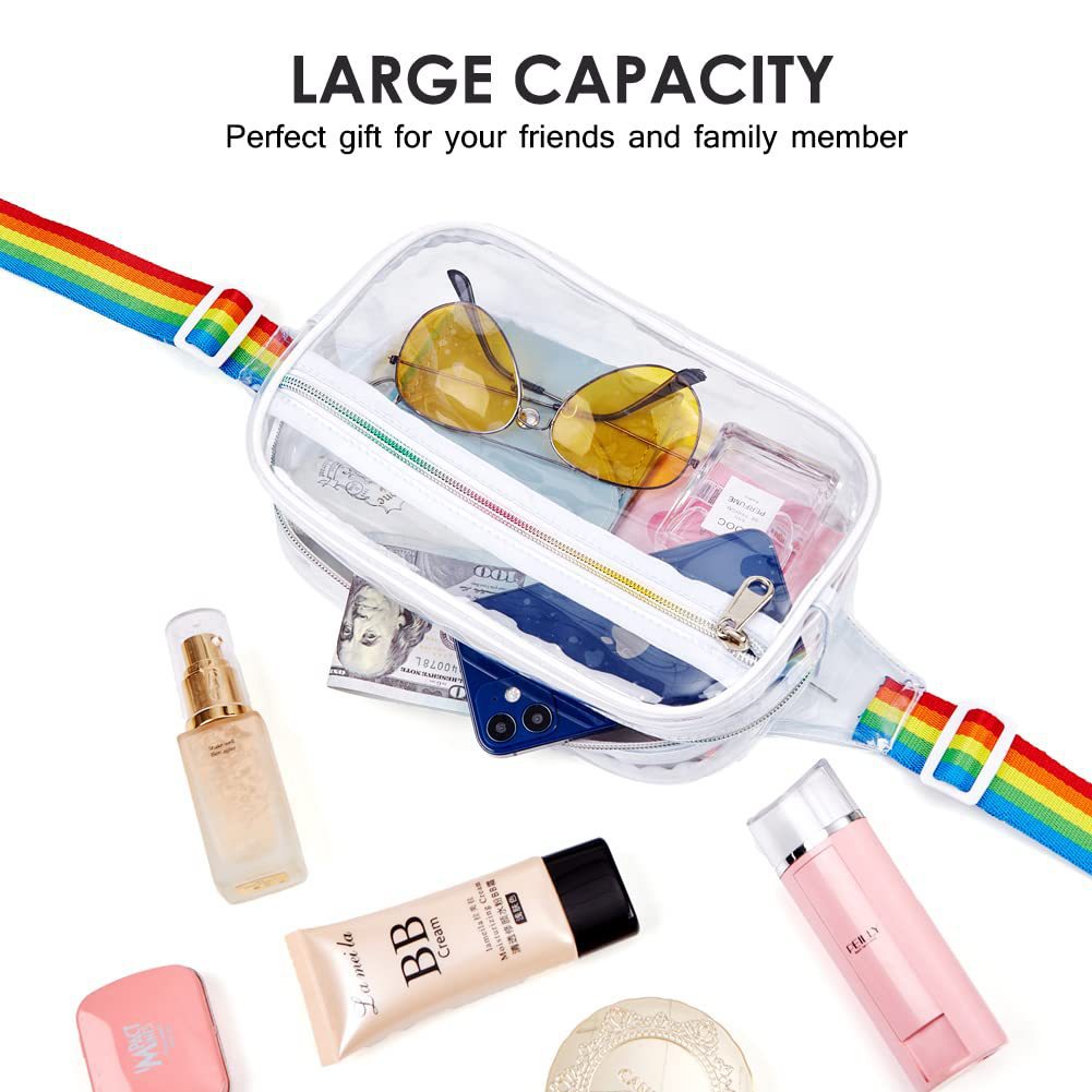 Riñonera transparente de PVC – Riñonera cruzada con correa ajustable para el hombro, ideal para deportes y viajes – Bolso de pecho impermeable con diseño elegante 