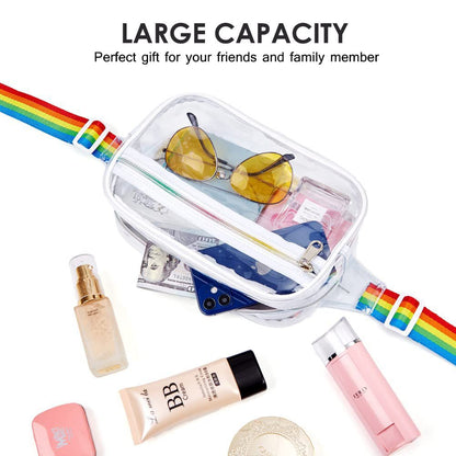 Riñonera transparente de PVC – Riñonera cruzada con correa ajustable para el hombro, ideal para deportes y viajes – Bolso de pecho impermeable con diseño elegante 