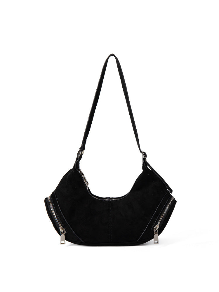 Bolso bandolera de ante de gran capacidad, bolso holgado, bolso hobo informal vintage 