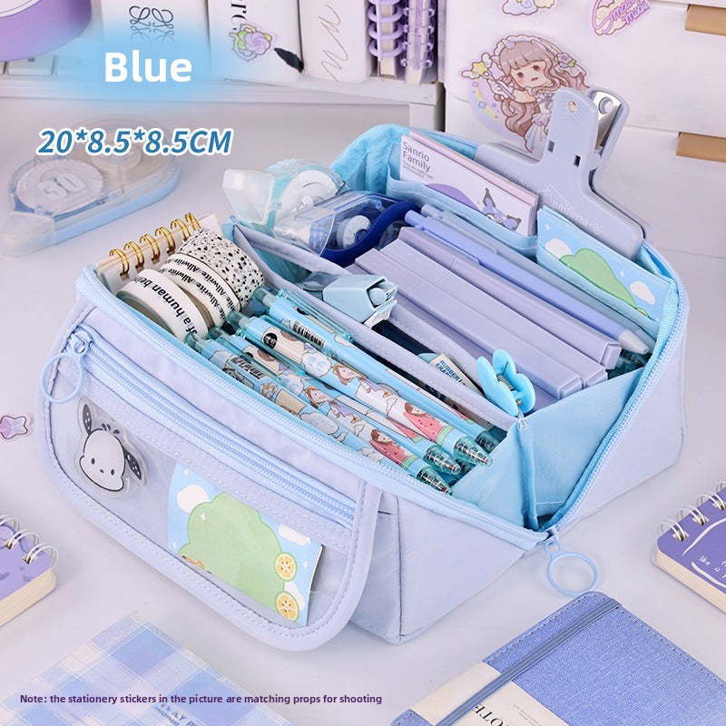 Estuche para lápices con forma de corazón y prisma para niñas, caja de material escolar de gran capacidad para primaria, bolsa de material escolar para niñas, estuche multifuncional 