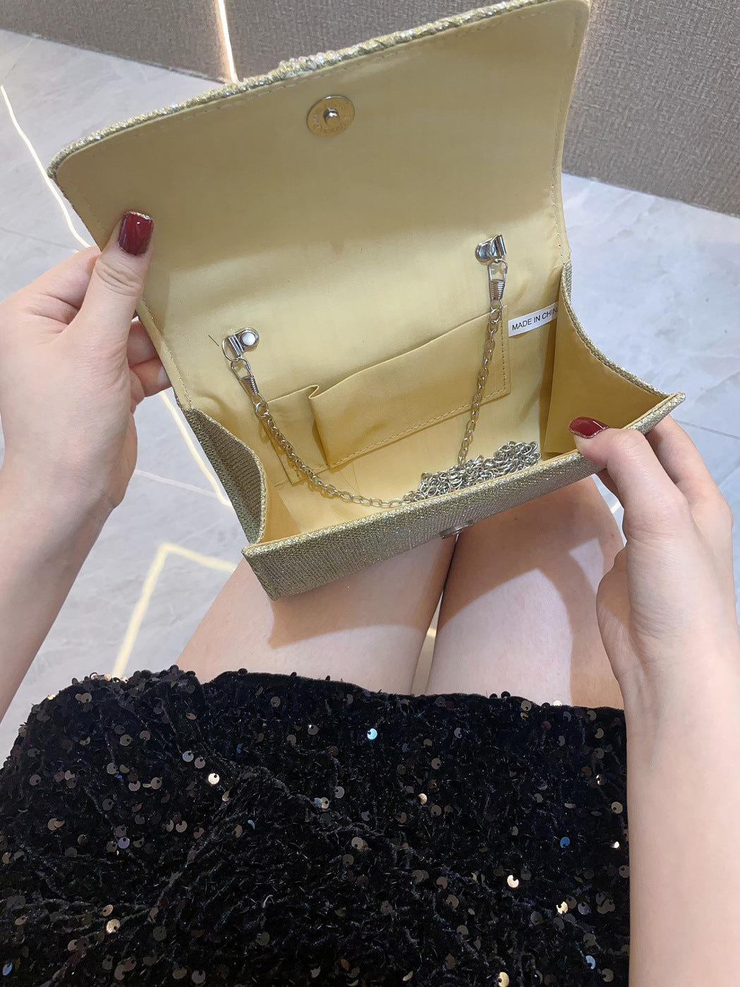 Bolso de mano con textura de diamante para niña, ideal para vestidos de noche, banquetes y cheongsams.