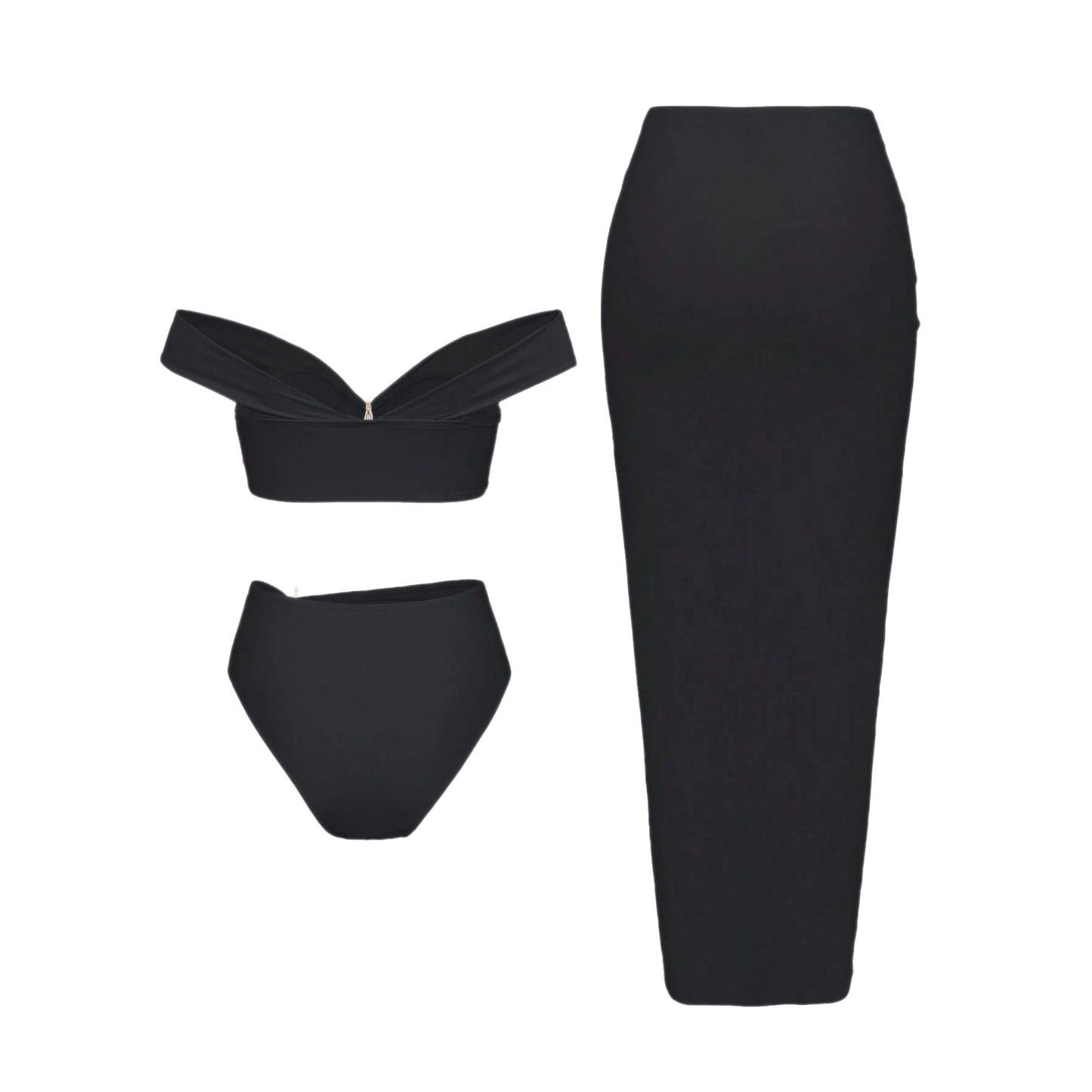 Starfish Three Piece Split Swimsuit Women's Bikini with Long Skirt