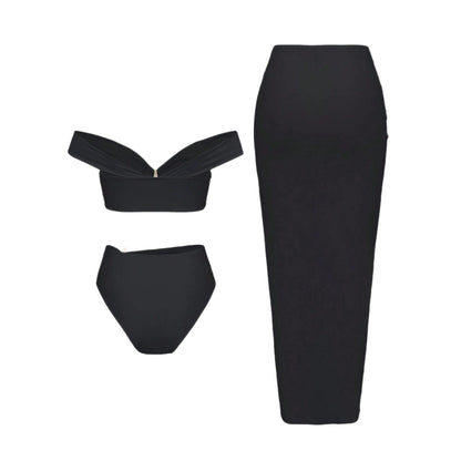 Starfish Three Piece Split Swimsuit Women's Bikini with Long Skirt