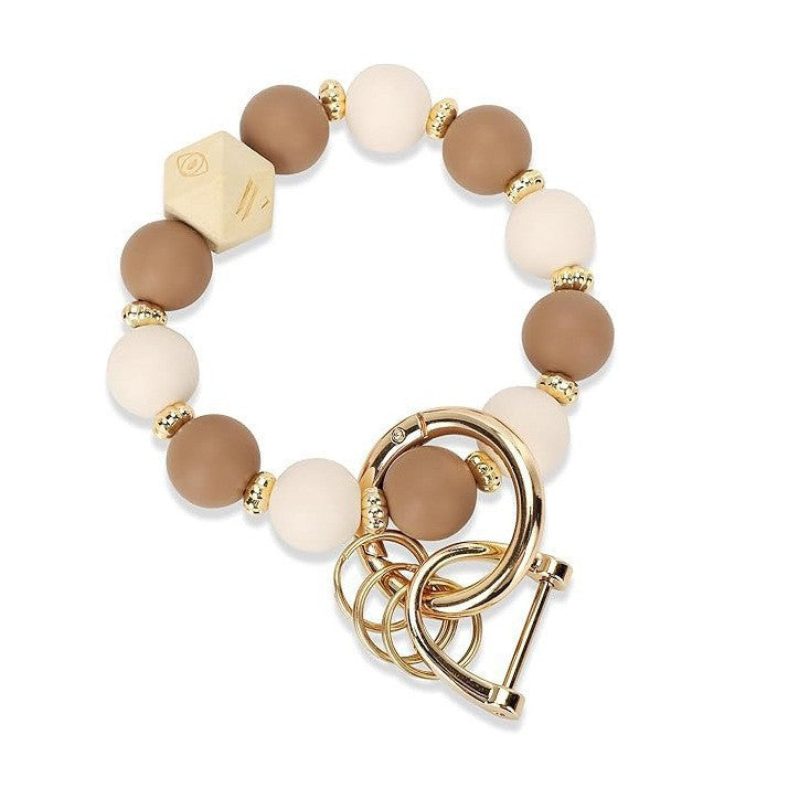 Llavero con borla de PU para bolso de mujer, llavero de silicona con cuentas, pulsera, llavero de coche, bonito soporte para mujeres y niñas. 