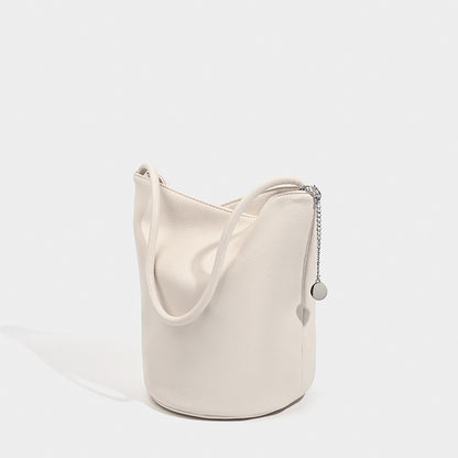 Bolso tipo cubo retro de piel suave, bolso de hombro para mujer, bolso tote para ir al trabajo 