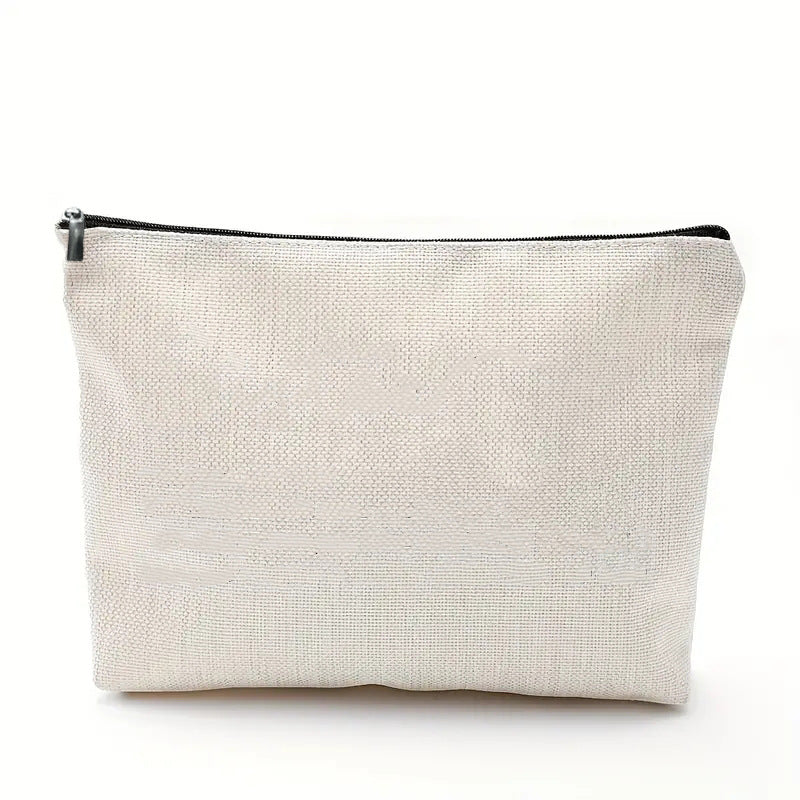 Linen printed cosmetic bag, cosmetic lipstick storage bag, small simple zipper evening clutch bag,