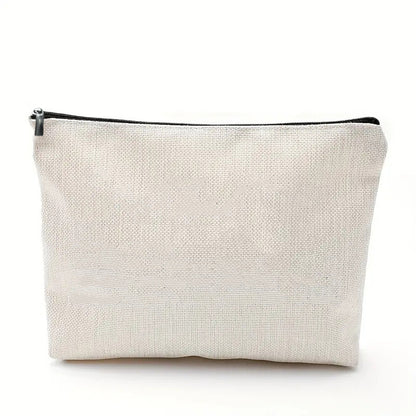 Linen printed cosmetic bag, cosmetic lipstick storage bag, small simple zipper evening clutch bag,