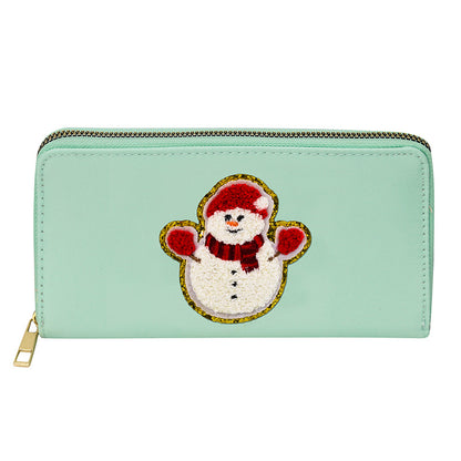 Cartera bordada con el alfabeto para mujer, monedero largo, tarjetero de nailon con cremallera, monedero multifuncional 