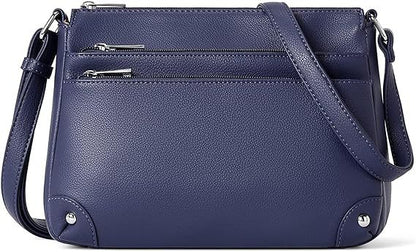 Small crossbody bag for women, shoulder bag multi-zip pocket bag, classic function messenger bag