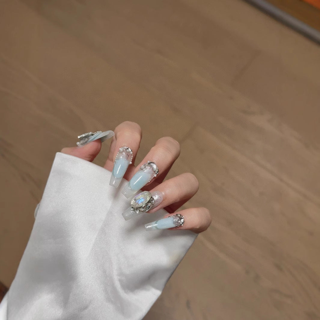 1025- Uñas postizas hechas a mano, de presión, removibles