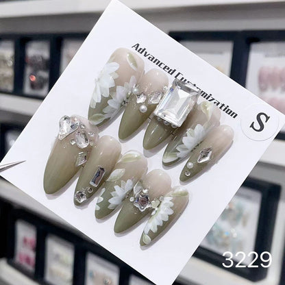 1025- Uñas postizas hechas a mano, de presión, removibles