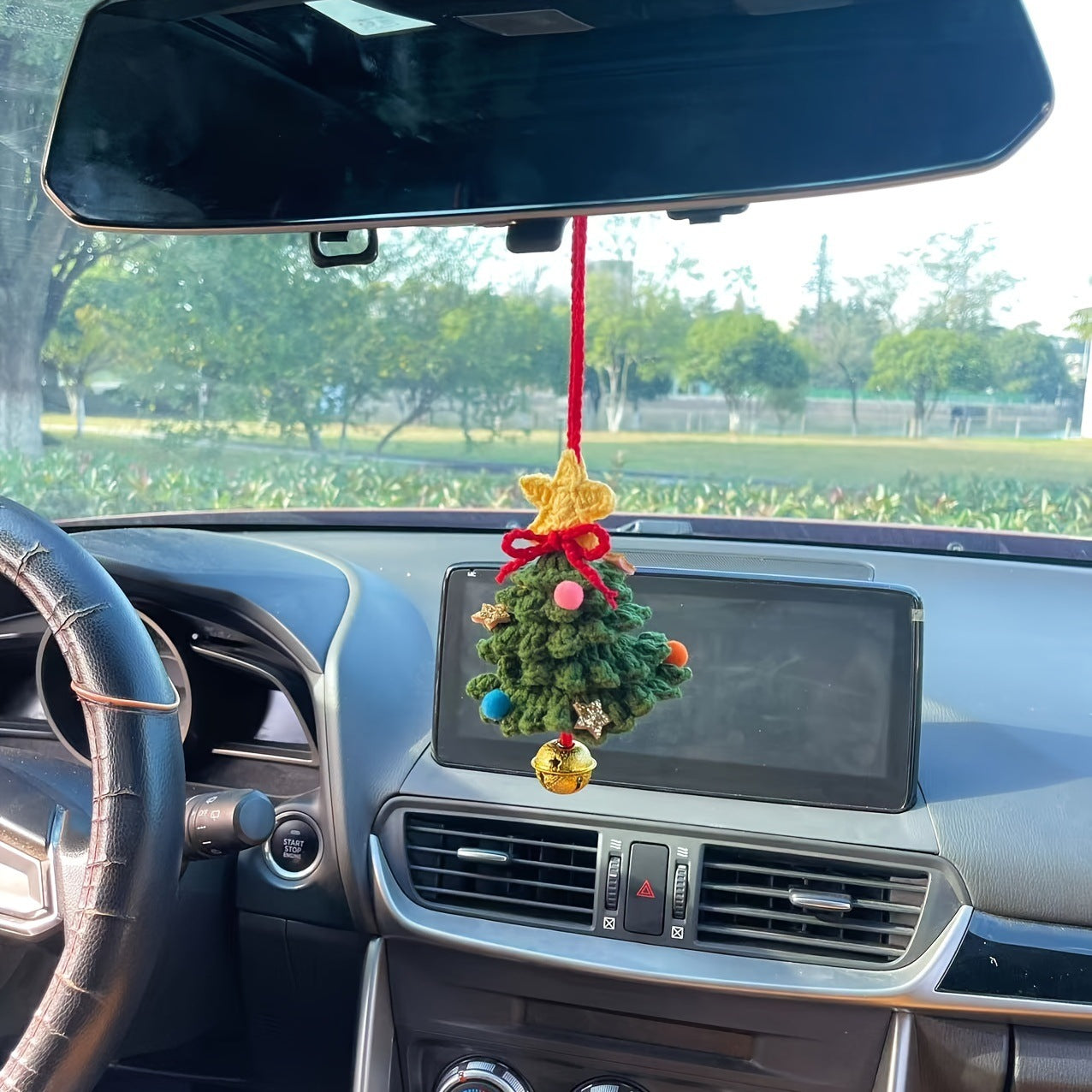 Colgante de planta de coche Decoración de coche Colgante de espejo retrovisor Lana creativa en el coche