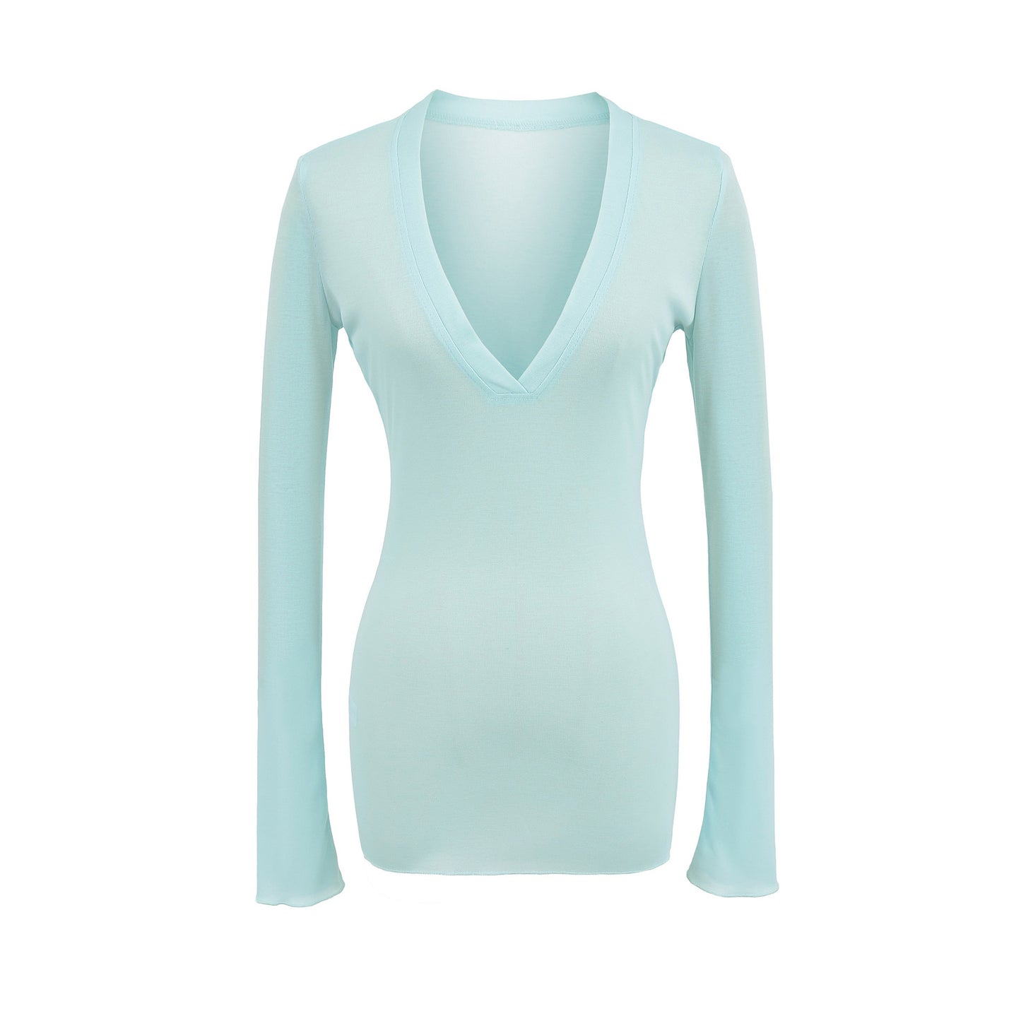 Deep V Neck Sheer T-Shirt