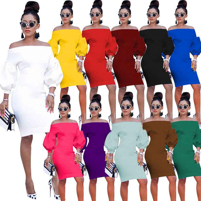 Sexy Dress Women's Off The Shoulder Bodycon Dress Lantern