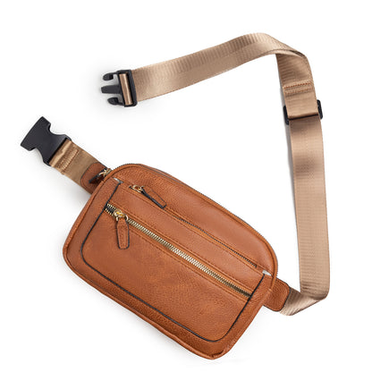 Riñonera multifuncional de moda: bolso de hombro ajustable, ideal para viajes, deportes y correr. Confeccionada en piel vegana. Bolso bandolera elegante para mujer. 