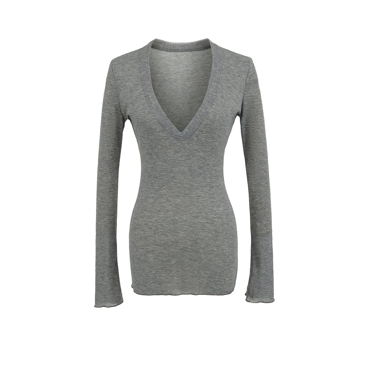 Deep V Neck Sheer T-Shirt