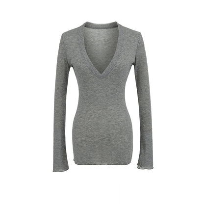 Deep V Neck Sheer T-Shirt