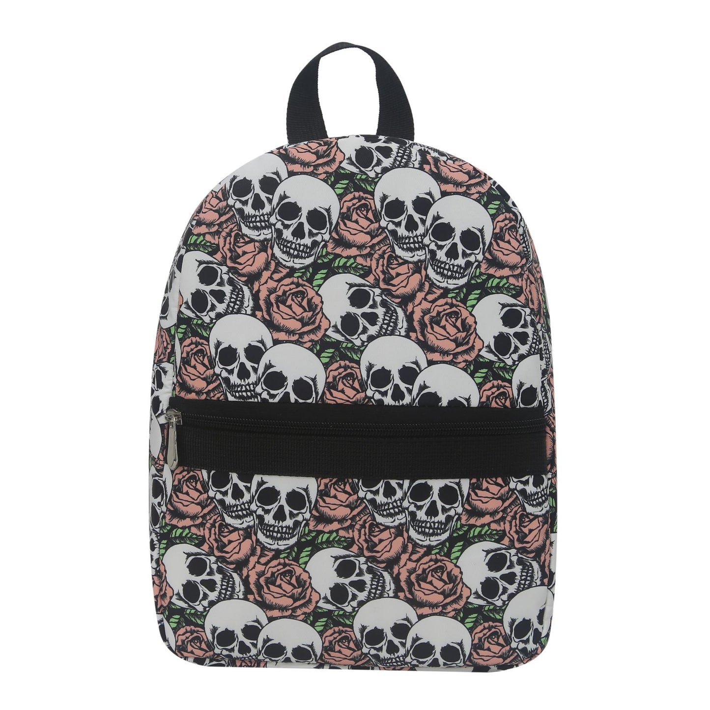 Mochila con estampado de calavera y rosa, impermeable, de nailon, ligera. 