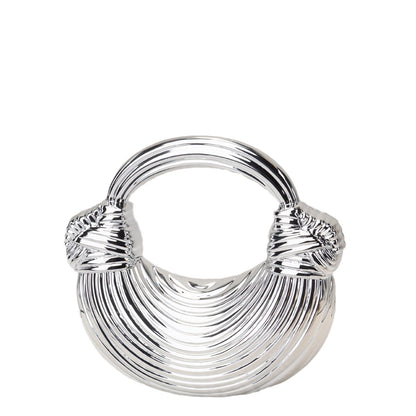 Bolso de mano tipo clutch de acrílico brillante con nudo, ideal para cenas, eventos informales, fiestas, graduaciones y eventos especiales. 