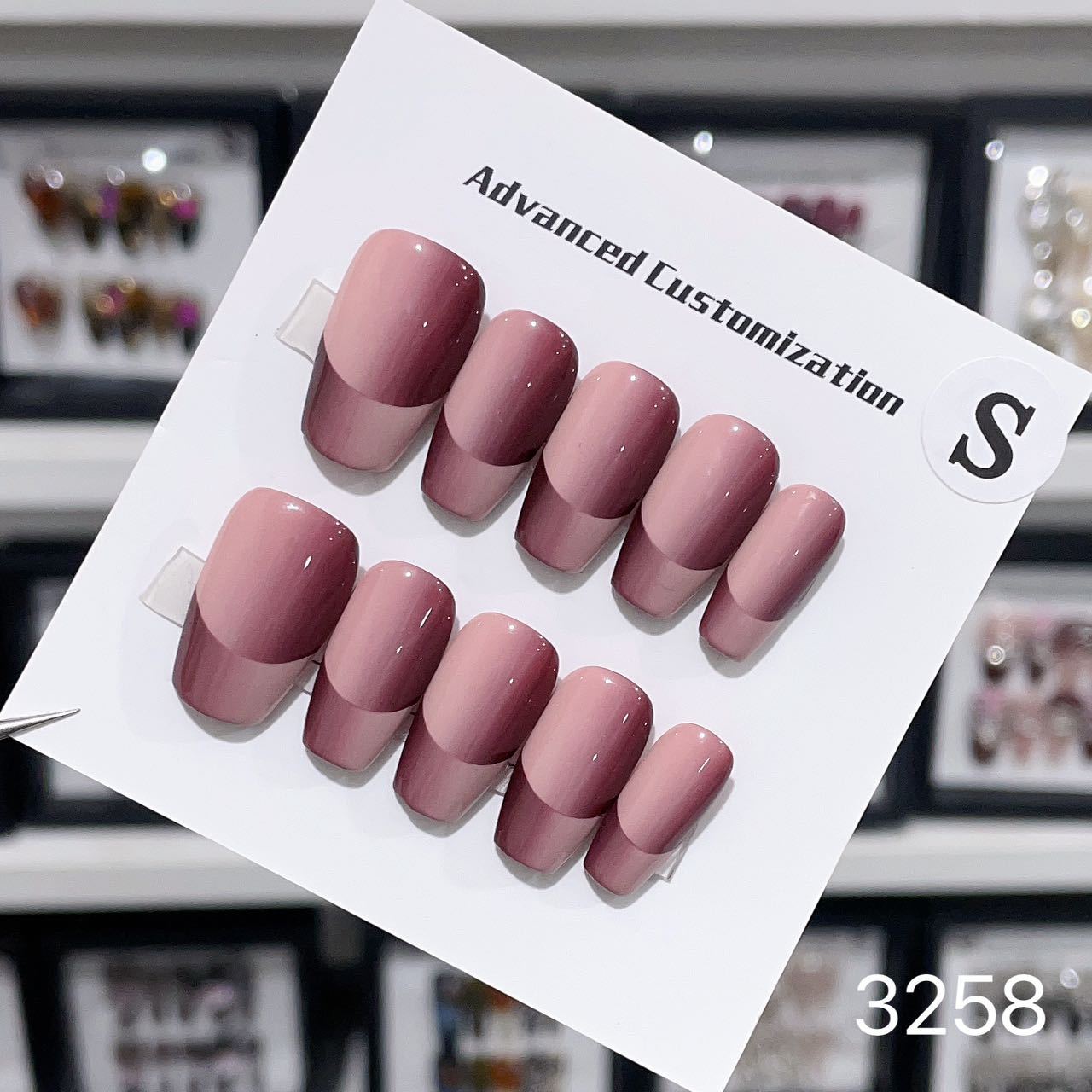 1025- Uñas postizas hechas a mano, de presión, removibles