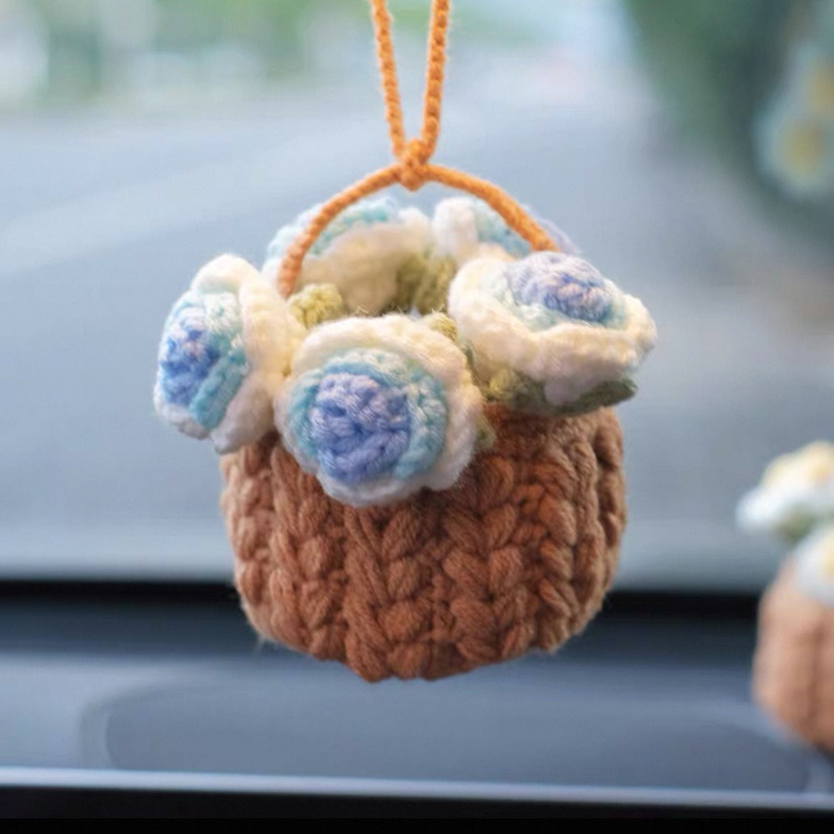 Colgante de planta de coche Decoración de coche Colgante de espejo retrovisor Lana creativa en el coche