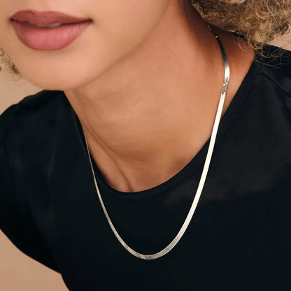 14K Gold Plated Herringbone Choker Necklace - Dainty Thin Snake Chain Layered Jewelry for Women -dropshippingabc.com