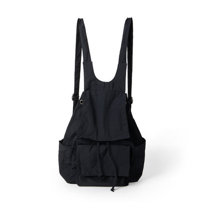 Mochila ligera de nailon para mujer, con múltiples bolsillos y diseño plisado, color beige. 