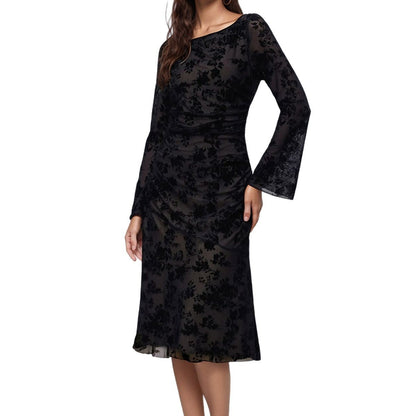 Vestido midi ajustado con efecto desgastado floral