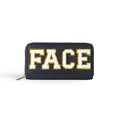 Cartera bordada con el alfabeto para mujer, monedero largo, tarjetero de nailon con cremallera, monedero multifuncional 