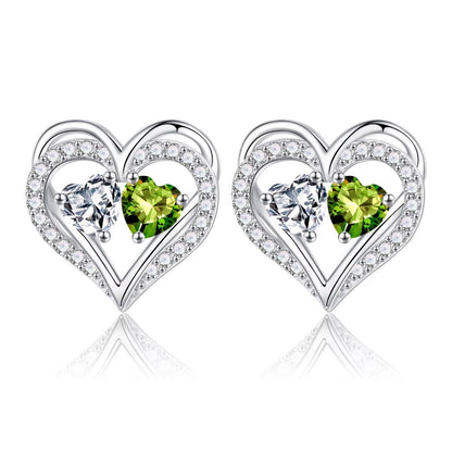 Sterling Silver Birthstone Heart Earrings new