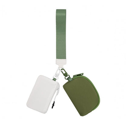 Bolsa de identificación de nailon impermeable, bolso doble portátil multifuncional pequeño, monedero con llavero, monedero de pulsera para mujer informal, bolso de pulsera informal, monedero de pulsera tipo neceser. 