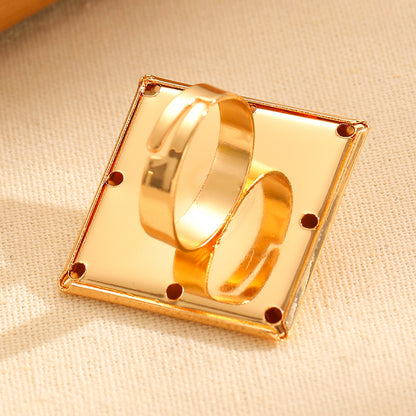 Fashion Exaggerated 3D Geometric Square Ring Creative Elegant High-End Index Finger Ring