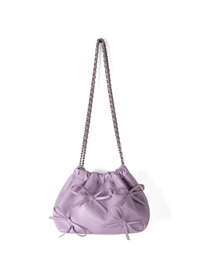 Commuter versatile chain bag, bow soft leather crossbody bag women, spring fashion shoulder crossbody bag