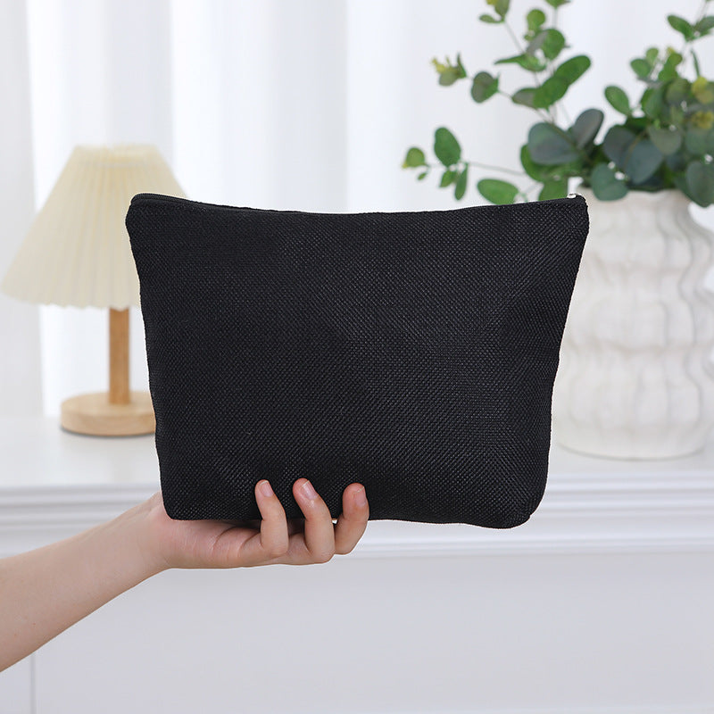 Linen printed cosmetic bag, cosmetic lipstick storage bag, small simple zipper evening clutch bag,