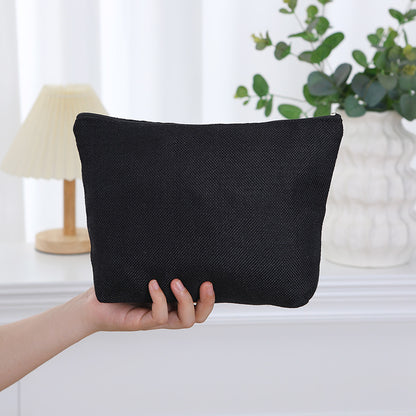 Linen printed cosmetic bag, cosmetic lipstick storage bag, small simple zipper evening clutch bag,
