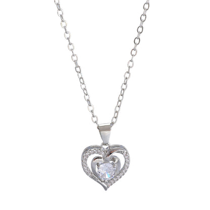 Ocean Heart Valentine's Day Copper Inlaid Zircon Heart Necklace Mother's Day Gift