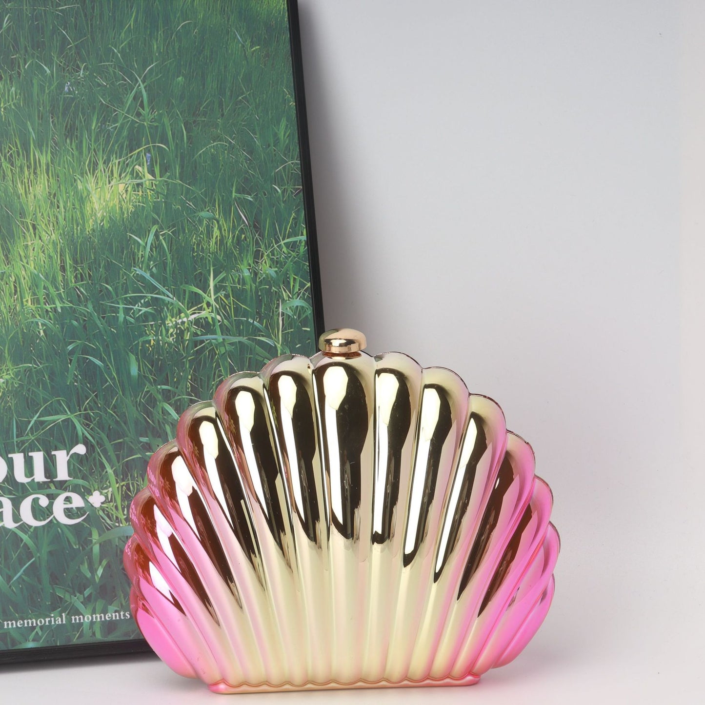 Bolso tipo caja de concha, bolso de mano tipo clutch, bolso de cena, bolso de noche tipo clutch para fiestas, bolso de graduación, bolso de fiesta. 