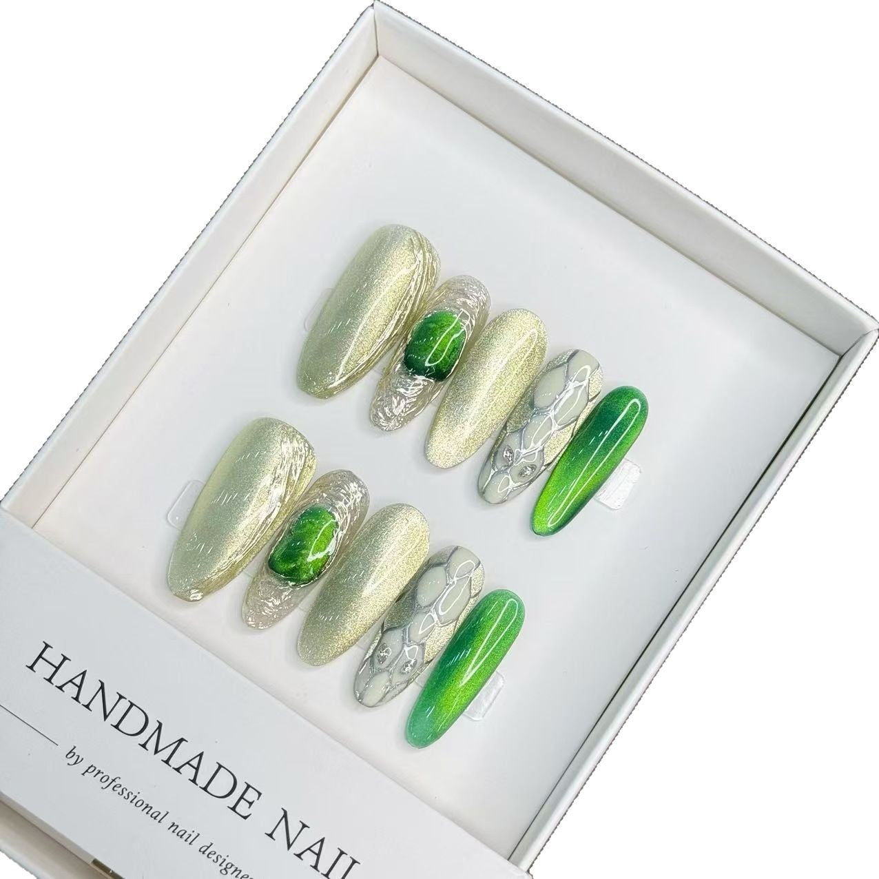 0960 - Uñas postizas hechas a mano, de presión, removibles