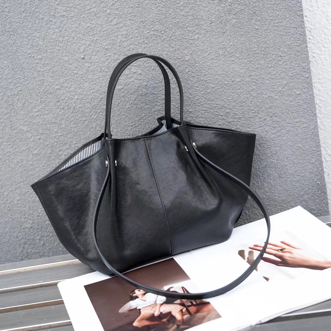 Elegante bolso tote de piel auténtica: bolso tote de piel de oveja de primera calidad para mujer, bolso de mano o bandolera versátil 2 en 1 para un look chic diario. 