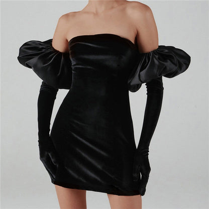 Women's Velvet Wrap Mini Dress - Sexy Backless & Off-Shoulder Party Dress -dropshippingabc.com