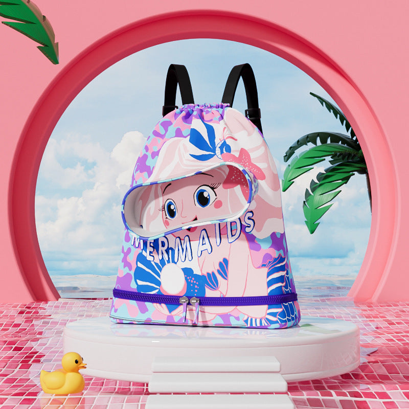 Bolsa de natación infantil, neceser con separadores para artículos secos y húmedos, bolsa de almacenamiento de natación de gran capacidad, mochila organizadora para la playa. 