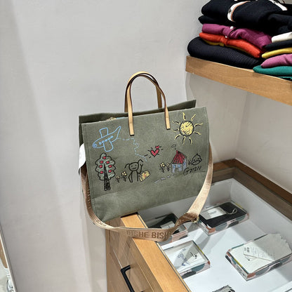 Bolso de lona de gran capacidad con estampado de grafiti para mujer: bolso tote extragrande con amplio espacio, perfecto para ir de compras, viajar y para el día a día. Elegante y resistente bolso de hombro de lona. 
