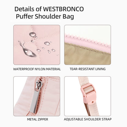 Bolso de nailon de gran capacidad para mujer, bolso de hombro versátil, bolso de seda y algodón de color liso, bolso acolchado tipo hobo 