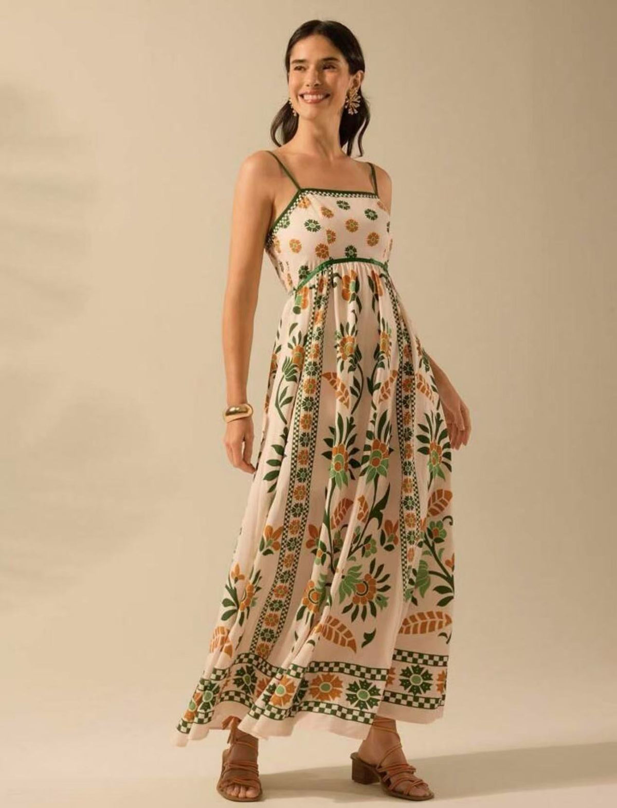 Women's Summer Floral Print Dress - Vacation Style Midi