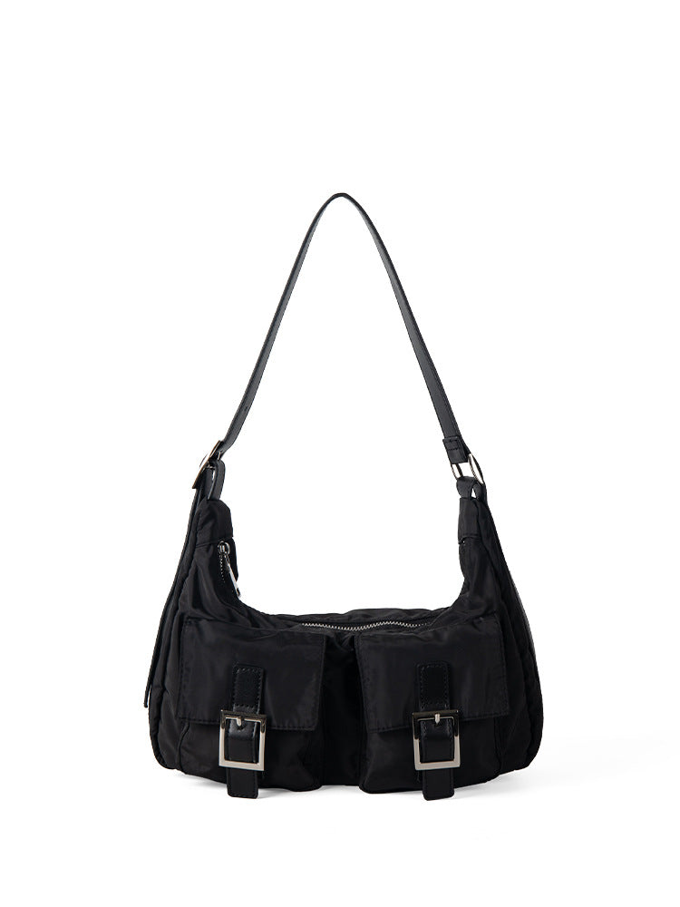 Bolso bandolera ligero de nailon con múltiples bolsillos, bolso de mano versátil para mujer, bolso hobo pequeño para mujer 